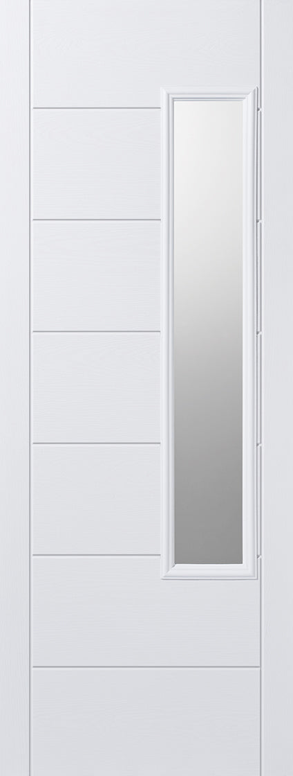 Newbury white external GRP door, Frosted glass