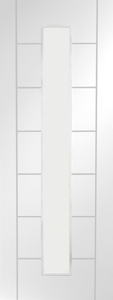 Palermo white primed Internal Door, with clear glass.