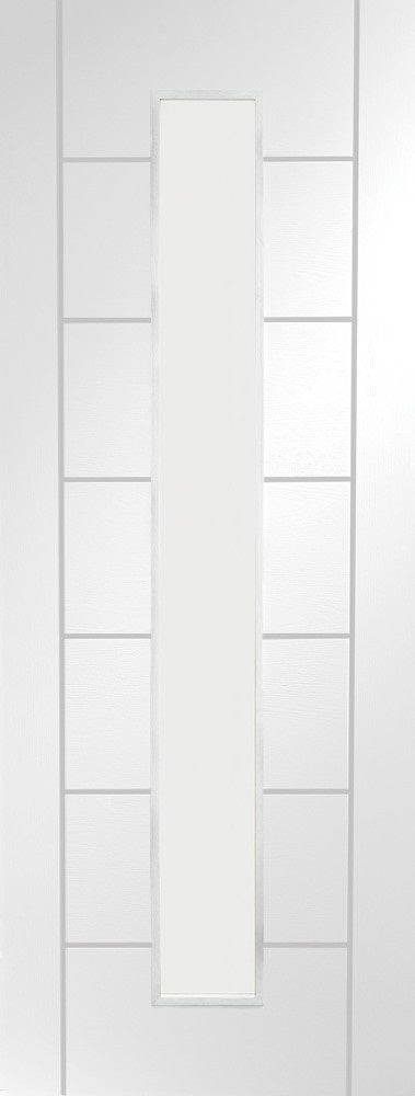 1 Light White Primed Textured Door, Clear Glass With Frosted Lines