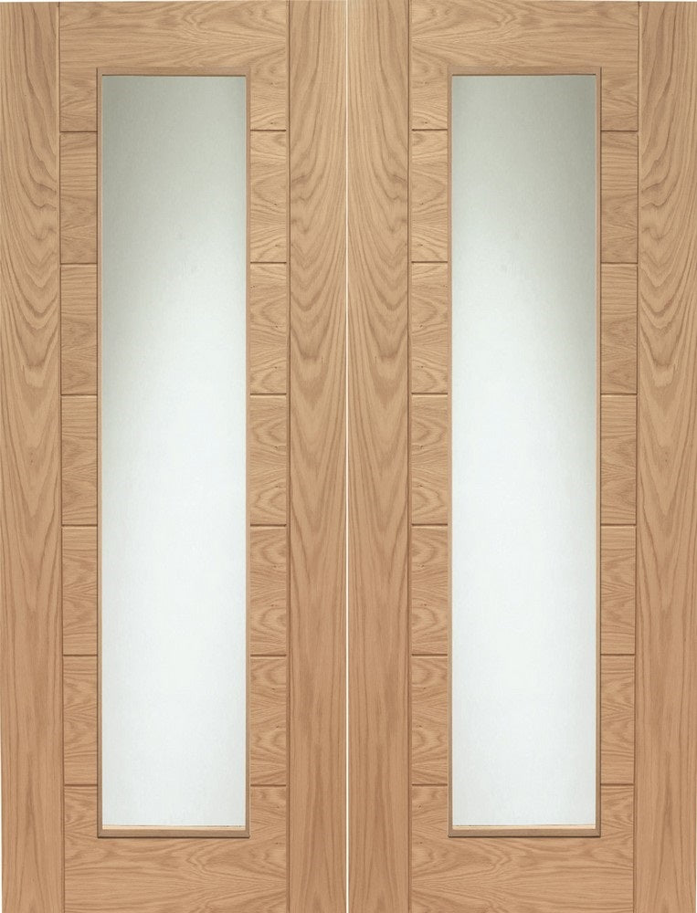 Vancouver Patt 10 Oak Prefinished Rebated Pair Clear Glass