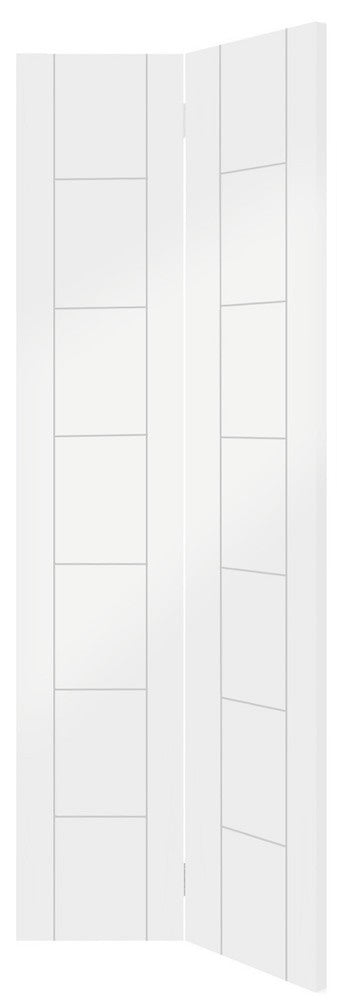 Shaker Solid 4 Panel White Primed Bifold With Clear Glass