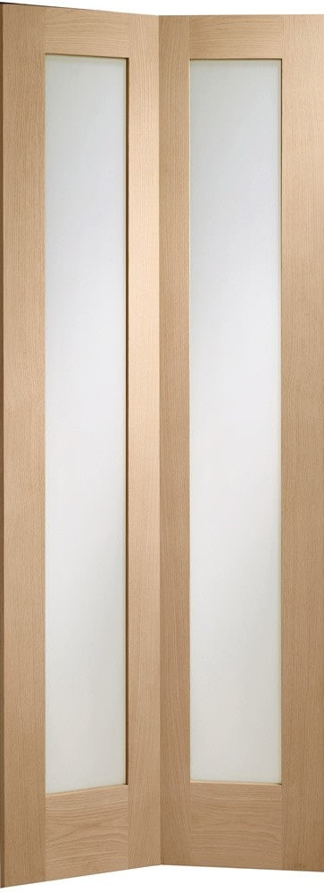 Pattern 10 oak internal  bifold door with clear glass