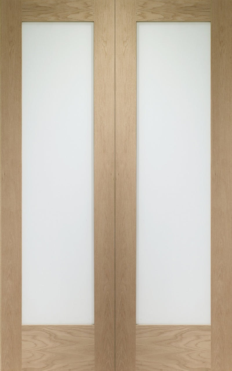 Pattern 10 internal oak pair, with frosted glass