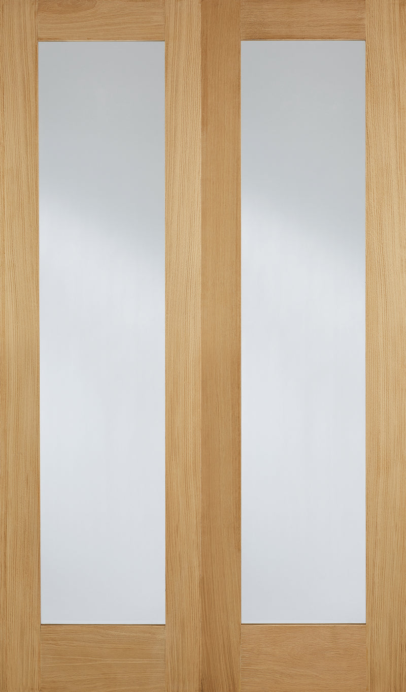 Vancouver Patt 10 Oak Prefinished Rebated Pair Clear Glass