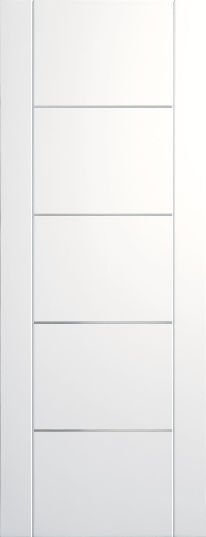 Portici white prefinished internal door with aluminium inlays.
