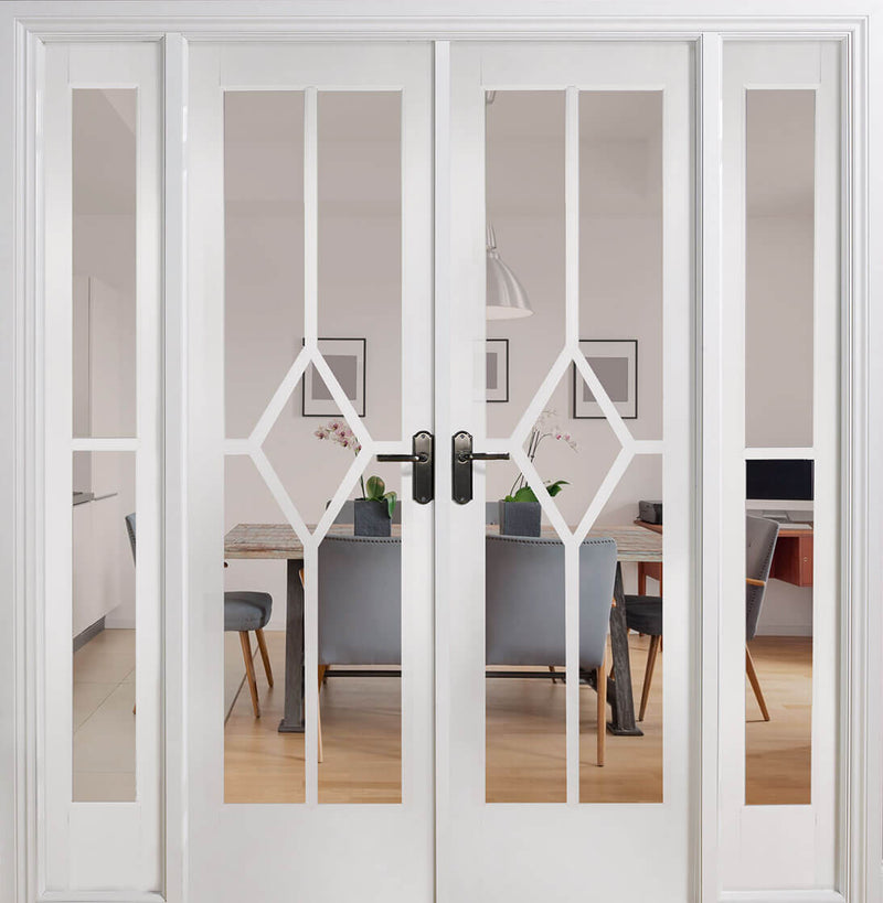 Reims W6 White Room Divider-Clear Glass