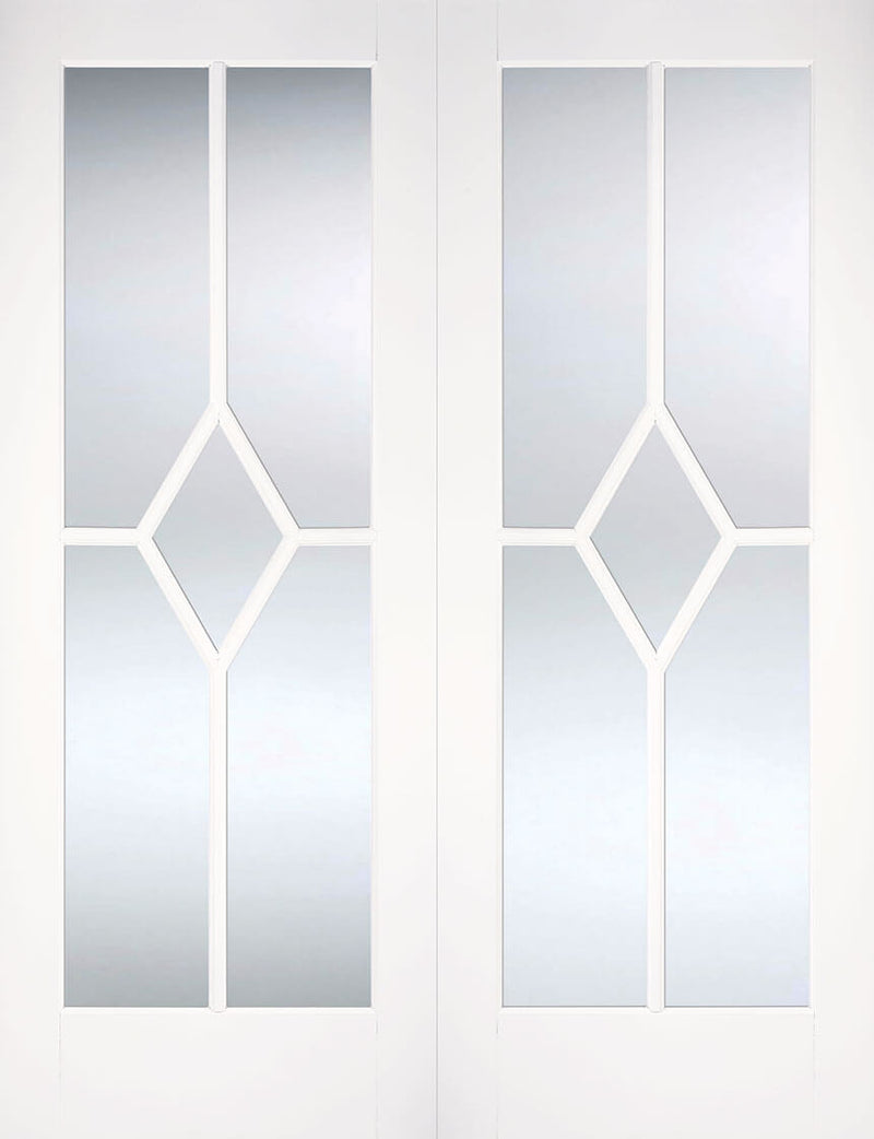 Reims white primed pair, clear glass
