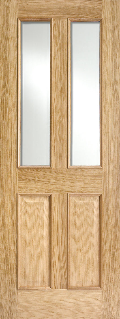 Richmond Oak Internal Door, clear bevelled glass 