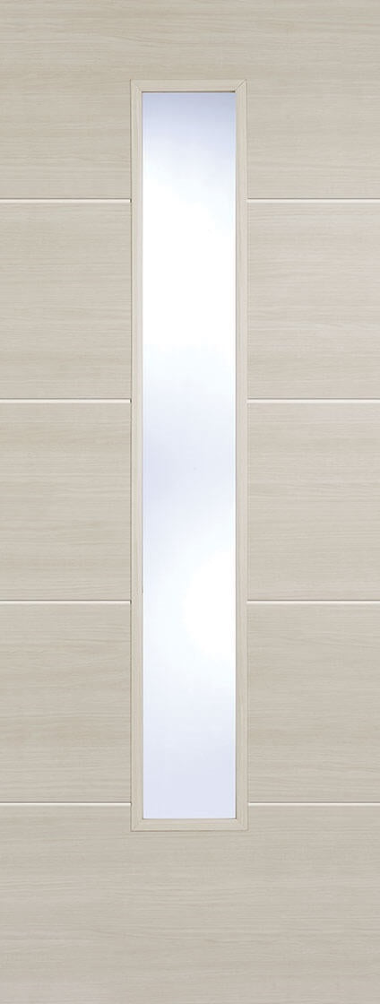 Santandor Ivory laminate internal door with clear glass.