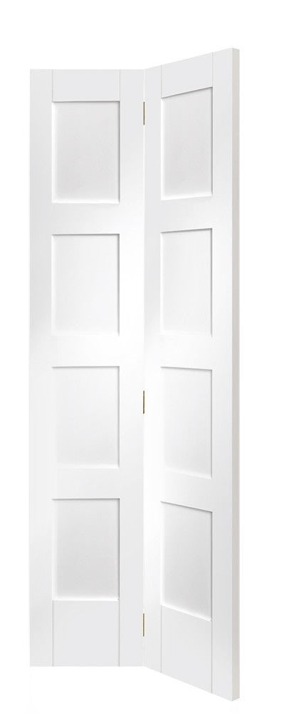 Shaker primed white 4 panel internal  bifold door.