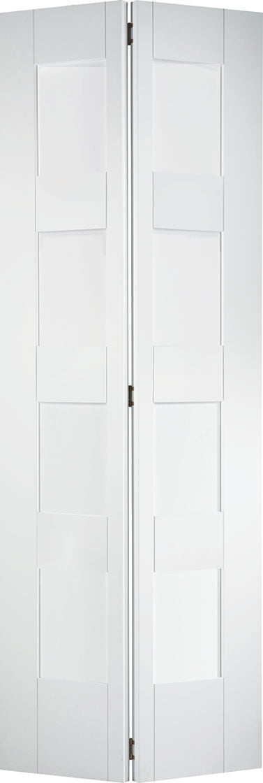 Shaker 4 panel primed white Interna; bifold door.