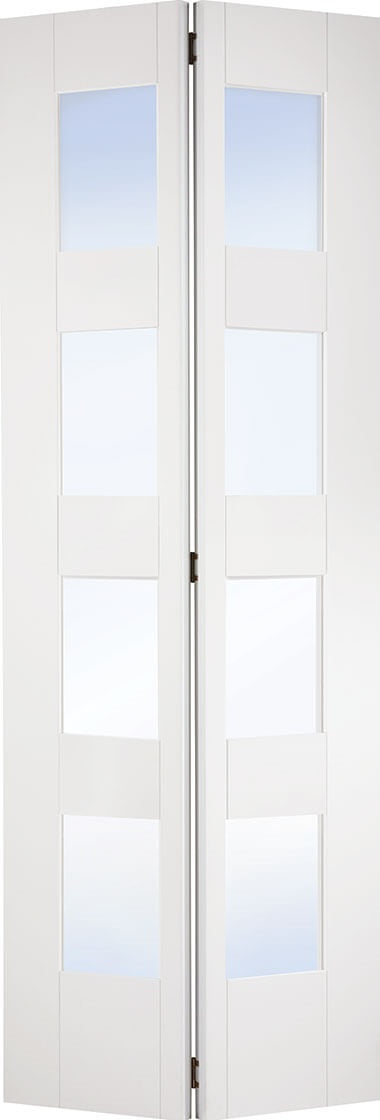 Malton Shaker White Primed Bi Fold With Clear Glass