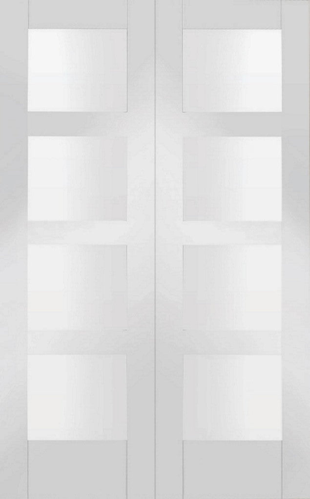 Reims Primed White W4 Room Divider Clear Bevelled