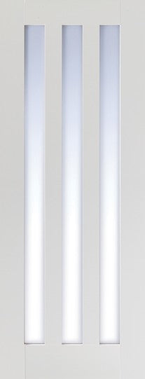 Utah primed white shaker internal door, with clear glass.