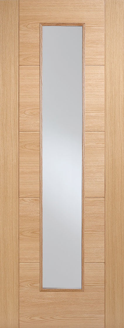 Vancouver Oak internal door, 1 long light clear glass