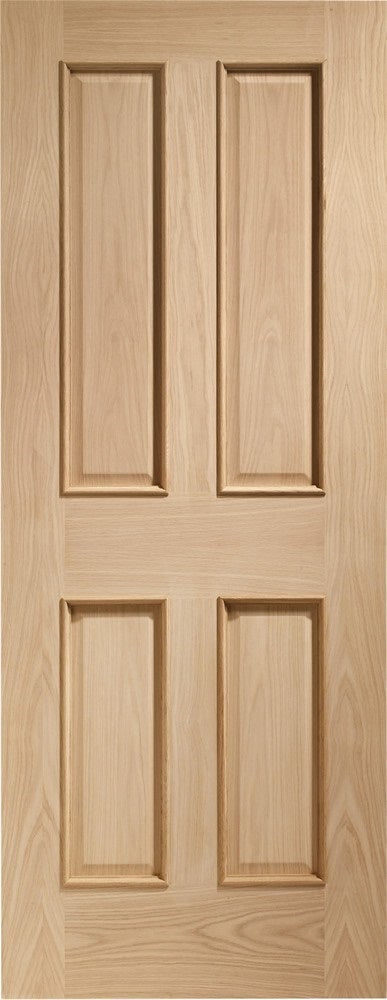 Victorian 4 panel fd30 Internal fire door with raised mouldings.